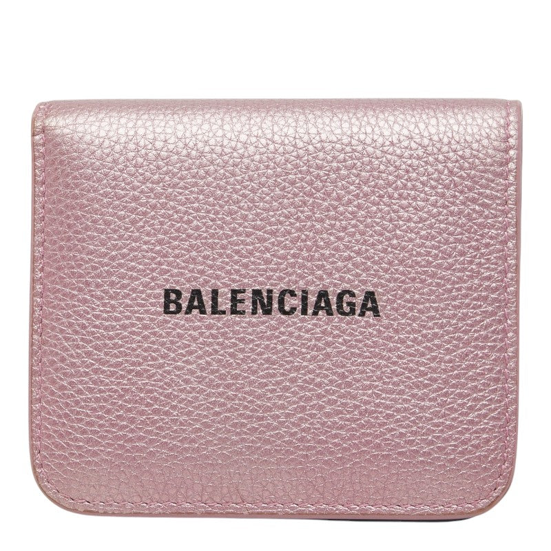 バレンシアガ 二つ折り財布 メタリックピンク レザー レディース BALENCIAGA 中古