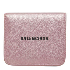 バレンシアガ 二つ折り財布 メタリックピンク レザー レディース BALENCIAGA 中古