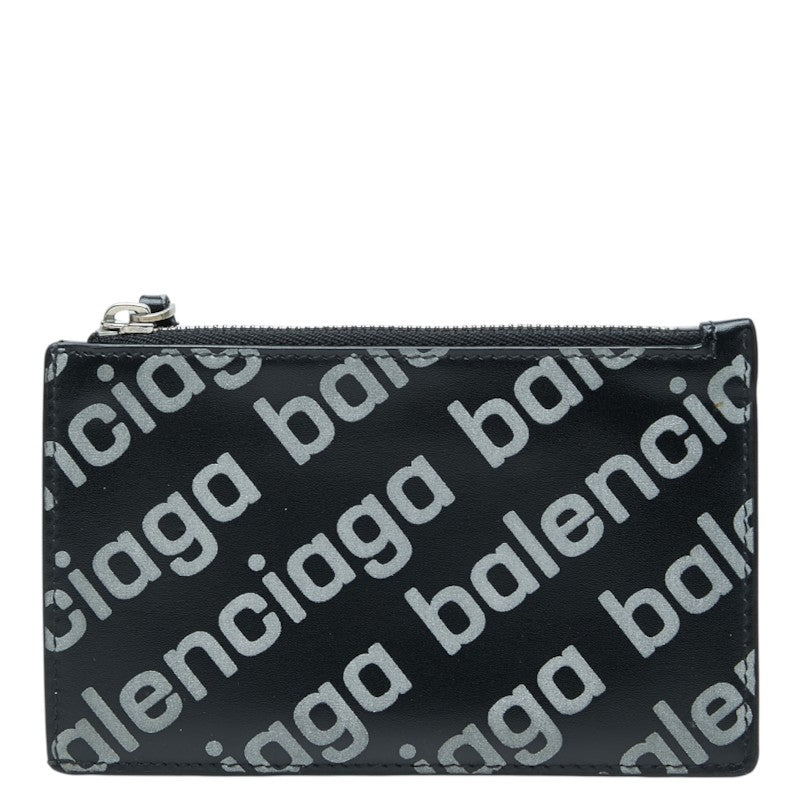バレンシアガ ロゴライン モチーフ コインケース 小銭入れ カードケース 640535 ブラック レザー レディース BALENCIAGA 中古