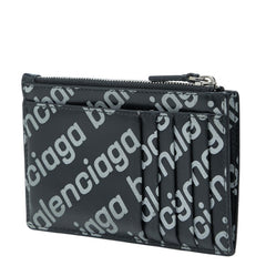 バレンシアガ ロゴライン モチーフ コインケース 小銭入れ カードケース 640535 ブラック レザー レディース BALENCIAGA 中古