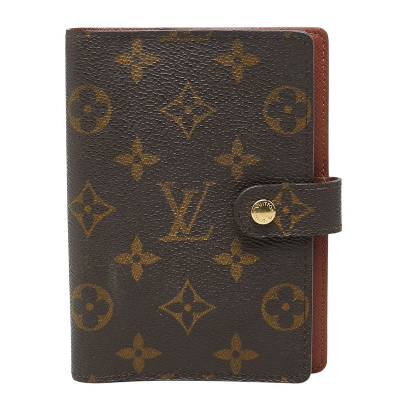 ルイ ヴィトン モノグラム アジェンダPM 6穴式 手帳カバー R20005 ブラウン PVC レザー ユニセックス LOUIS VUITTON 中古