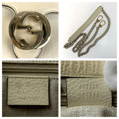グッチ インターロッキングG チェーンショルダーバッグ 607720 ホワイト アイボリー レザー レディース GUCCI 中古