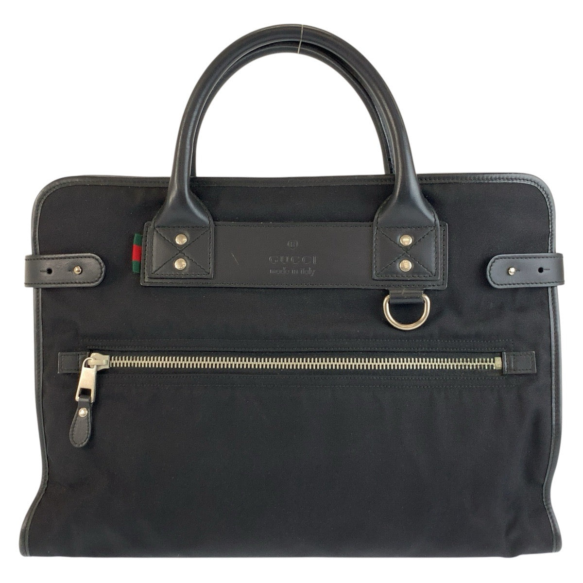 グッチ シェリーライン ビジネスバッグ ブリーフケース 246410 ブラック ナイロン メンズ GUCCI 中古
