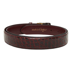 カルティエ マストライン スクエア バックル ベルト ボルドー クロコダイル メンズ CARTIER 中古