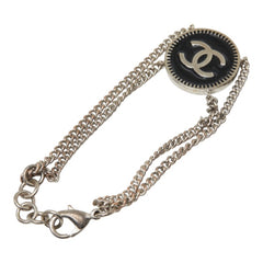 シャネル ココマーク ココメダル チェーン ブレスレット ラウンド 2連 シルバー ブラック メタル レディース CHANEL 中古