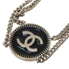 シャネル ココマーク ココメダル チェーン ブレスレット ラウンド 2連 シルバー ブラック メタル レディース CHANEL 中古