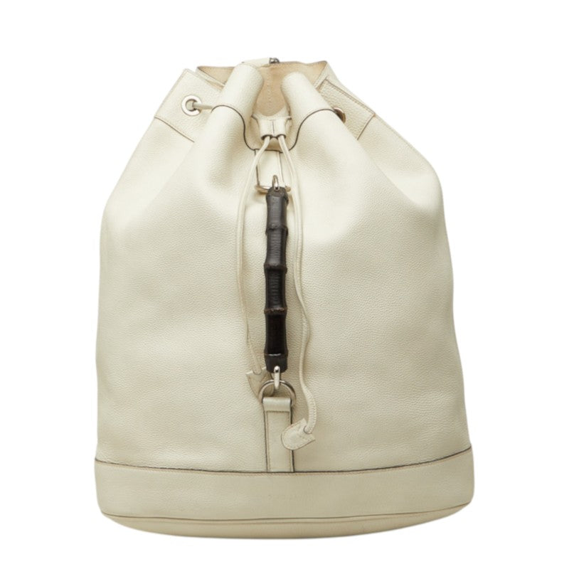 グッチ バンブー リュック・デイパック ホワイト レザー レディース GUCCI 中古