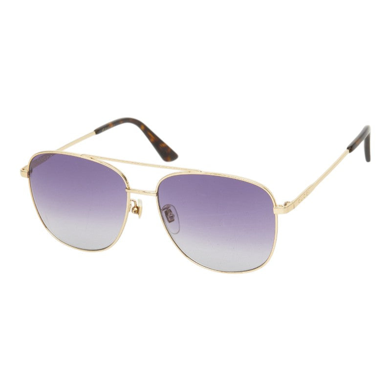 グッチ ダブルブリッジ パイロットレンズ サングラス アイウェア ティアドロップ型 GG0410SK ゴールド メタル メンズ GUCCI 中古