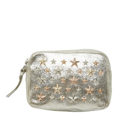 ジミーチュウ スタースタッズ ポーチ シルバー レザー レディース JIMMY CHOO 中古