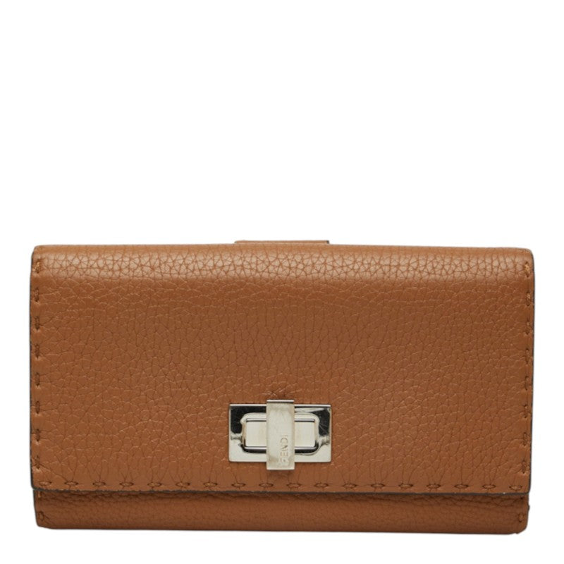 フェンディ セレリア ピーカブー 長財布 8M0308 ブラウン レザー レディース FENDI 中古