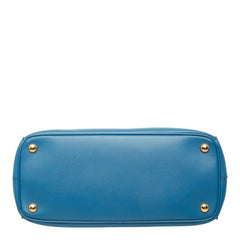 プラダ 三角ロゴプレート ガレリア ハンドバッグ ショルダーバッグ 2WAY BN1801 ブルー サフィアーノレザー レディース PRADA 中古