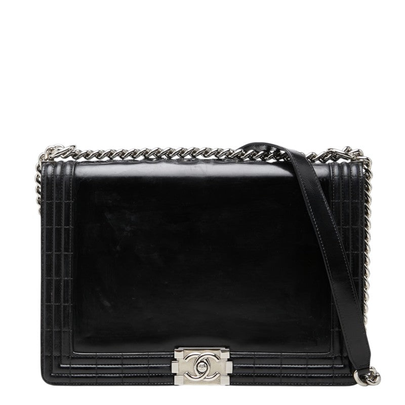 シャネル ココマーク ボーイシャネル30 チェーン ショルダーバッグ ブラック シルバー金具 レザー レディース CHANEL 中古