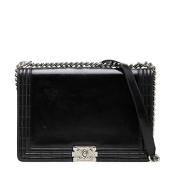 シャネル ココマーク ボーイシャネル30 チェーン ショルダーバッグ ブラック シルバー金具 レザー レディース CHANEL 中古
