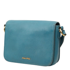 ミュウミュウ マドラス 斜め掛け ショルダーバッグ ブルー レザー レディース MIUMIU 中古