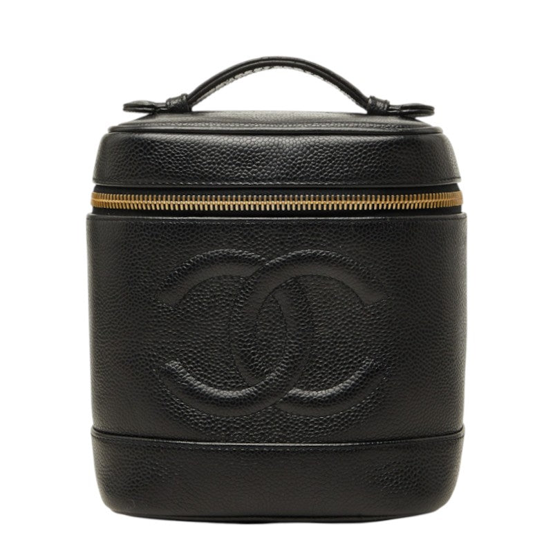 シャネル ココマーク ハンドバッグ バニティバッグ A01998 ブラック ゴールド キャビアスキン レディース CHANEL 中古