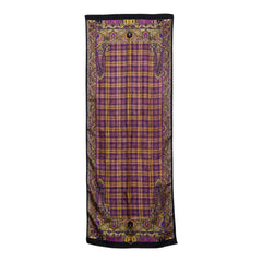ヴェルサーチェ チェック スカーフ ストール パープル マルチカラー シルク レディース VERSACE 中古