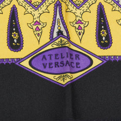 ヴェルサーチェ チェック スカーフ ストール パープル マルチカラー シルク レディース VERSACE 中古