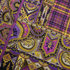 ヴェルサーチェ チェック スカーフ ストール パープル マルチカラー シルク レディース VERSACE 中古