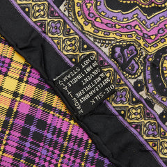 ヴェルサーチェ チェック スカーフ ストール パープル マルチカラー シルク レディース VERSACE 中古