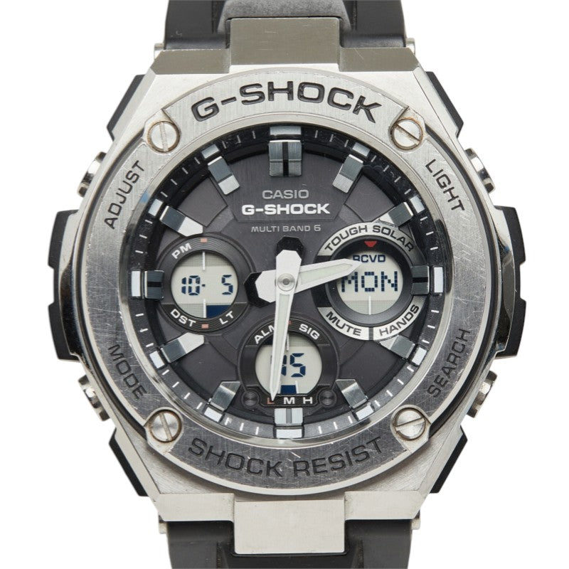 ジーショック G-STEEL 腕時計 GST-W110 ソーラー電波時計 ブラック文字盤 ステンレススチール ラバー メンズ G-SHOCK 中古