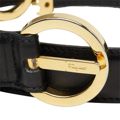サルヴァトーレフェラガモ ガンチーニ ベルト ブラック レザー メッキ レディース Salvatore Ferragamo 中古