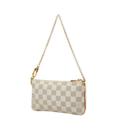 ルイ ヴィトン ダミエ アズール ポシェットミラMM ハンドバッグ N60027 ホワイト PVC レザー レディース LOUIS VUITTON 中古