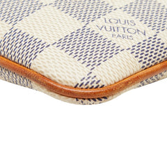 ルイ ヴィトン ダミエ アズール ポシェットミラMM ハンドバッグ N60027 ホワイト PVC レザー レディース LOUIS VUITTON 中古