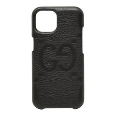 グッチ ジャンボGG アイフォンケース スマホケース 760218 ブラック レザー レディース GUCCI 中古