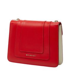 ブルガリ セルペンティ フォーエバー 斜め掛け チェーン ショルダーバッグ レッド レザー レディース BVLGARI 中古