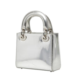 ディオール レディディオール ミニ ハンドバッグ ショルダーバッグ 2WAY シルバー パテントレザー レディース Dior 中古
