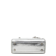 ディオール レディディオール ミニ ハンドバッグ ショルダーバッグ 2WAY シルバー パテントレザー レディース Dior 中古