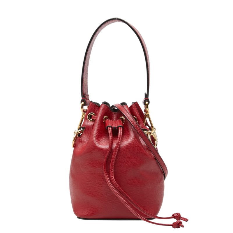 フェンディ モン トレゾール ミニ ハンドバッグ ショルダーバッグ 2WAY 8BS010 レッド レザー レディース FENDI 中古
