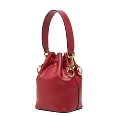 フェンディ モン トレゾール ミニ ハンドバッグ ショルダーバッグ 2WAY 8BS010 レッド レザー レディース FENDI 中古