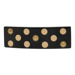 シャネル ココマーク ドット バレッタ ヘアアクセサリー 00A ブラック ベージュ プラスチック メッキ レディース CHANEL 中古