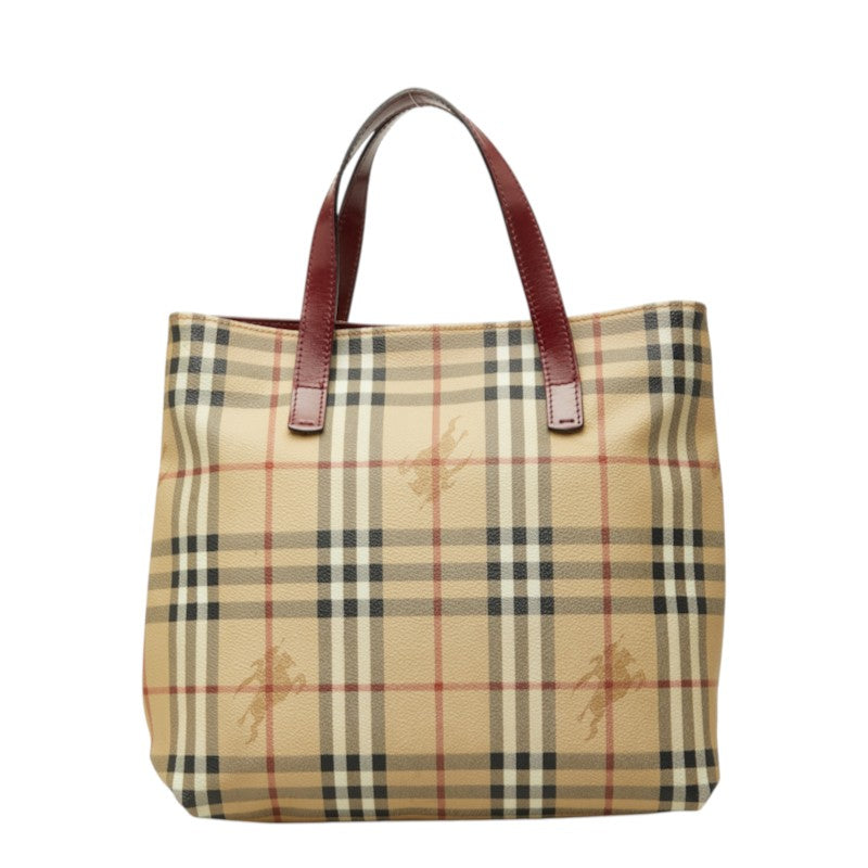 バーバリー ノバチェック シャドーホース ハンドバッグ ベージュ マルチカラー PVC レザー レディース BURBERRY 中古