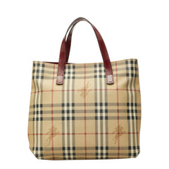 バーバリー ノバチェック シャドーホース ハンドバッグ ベージュ マルチカラー PVC レザー レディース BURBERRY 中古