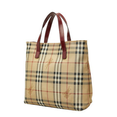 バーバリー ノバチェック シャドーホース ハンドバッグ ベージュ マルチカラー PVC レザー レディース BURBERRY 中古