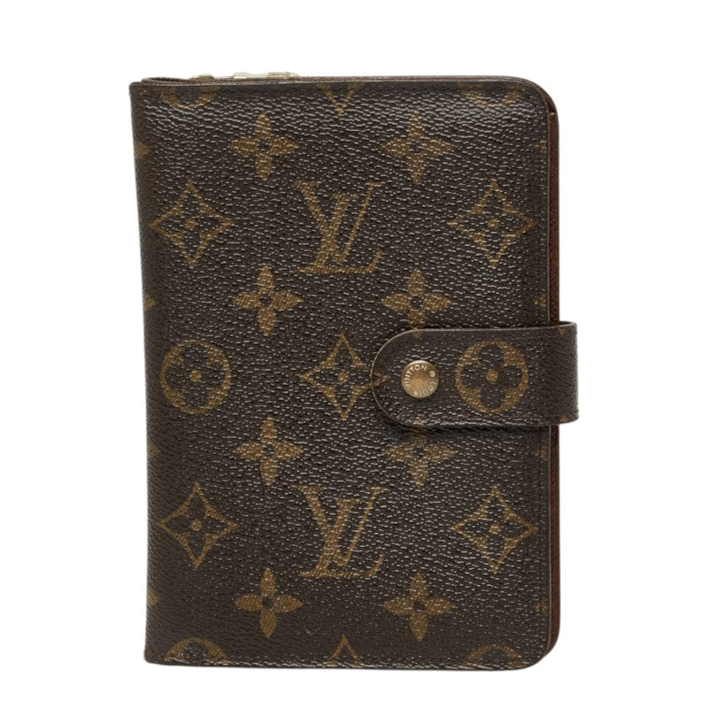 ルイ ヴィトン モノグラム ポルトパピエ 二つ折り財布 M61207 ブラウン 茶 PVC レザー レディース LOUIS VUITTON 中古