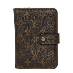 ルイ ヴィトン モノグラム ポルトパピエ 二つ折り財布 M61207 ブラウン 茶 PVC レザー レディース LOUIS VUITTON 中古