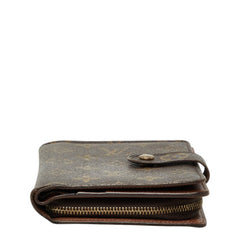 ルイ ヴィトン モノグラム ポルトパピエ 二つ折り財布 M61207 ブラウン 茶 PVC レザー レディース LOUIS VUITTON 中古