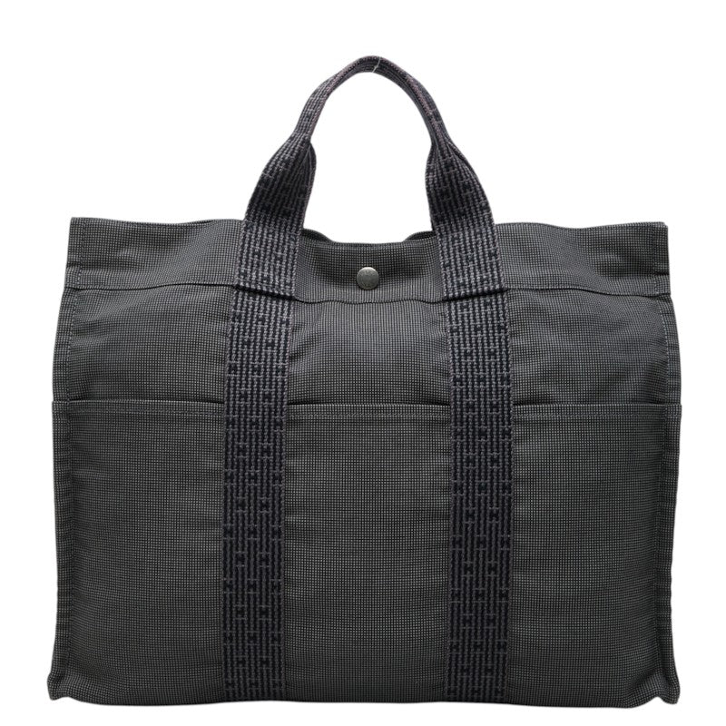 エルメス エールライン MM トートバッグ ハンドバッグ 100951M グレー ナイロン キャンバス メンズ HERMES 中古