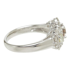 ブラウンダイヤモンド ダイヤモンド Pt900 プラチナ ダイヤ0.803ct ダイヤ1.70ct フラワーモチーフ リング 指輪 レディース 16号 中古
