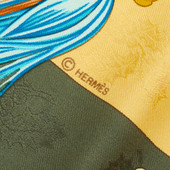 エルメス カレ90 Plumes et Grelots 羽飾りと鈴 スカーフ 大判スカーフ イエロー グリーン レディース HERMES 中古
