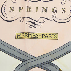 エルメス カレ90 SPRINGS スプリングス 馬車 スカーフ 大判スカーフ ピンク系 ホワイト系 レディース HERMES 中古