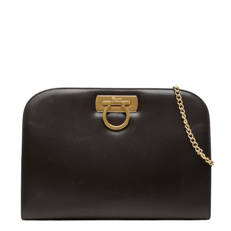 サルヴァトーレフェラガモ ガンチーニ チェーン ショルダーバッグ P21 0587 ブラウン レザー レディース Salvatore Ferragamo 中古