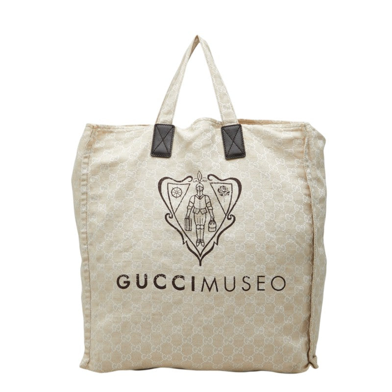 グッチ GGキャンバス ミュゼオミュージアム限定 トートバッグ 283411 ベージュ キャンバス レザー レディース GUCCI 中古
