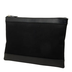 バレンシアガ ネイビークリップ クラッチバッグ セカンドバッグ 373834 ブラック キャンバス レザー レディース BALENCIAGA 中古