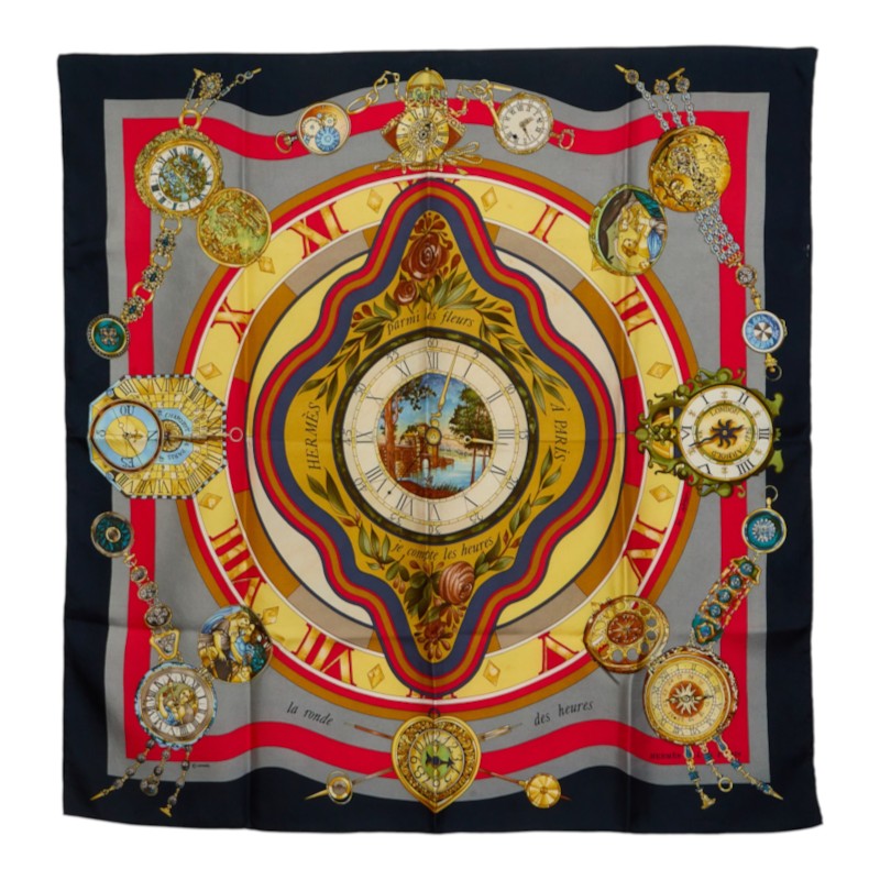 エルメス la ronde des heures 時ノ輪舞 スカーフ 大判スカーフ マルチカラー レディース HERMES 中古