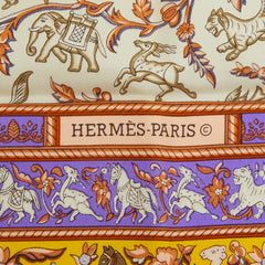 エルメス カレ90 CHASSE EN INDE インドの狩猟 スカーフ 大判スカーフ イエロー マルチカラー レディース HERMES 中古