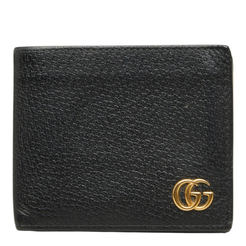 グッチ GGマーモント 二つ折り財布 428726 ブラック レザー レディース GUCCI 中古